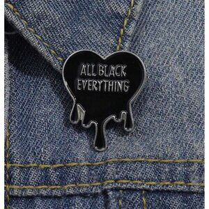ALL BLACK EVERYTHING Heart Enamel Lapel Backpack Pin NEW NIP
